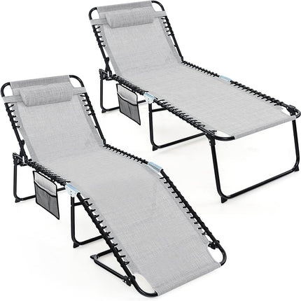 Goplus Extra Large Folding 5-Postion Beach Bed with Detachable Pillow