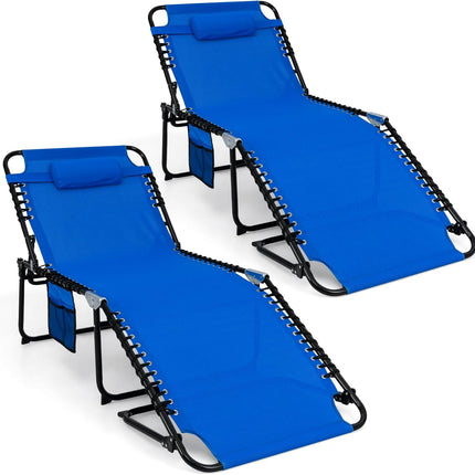 Goplus Extra Large Folding 5-Postion Beach Bed with Detachable Pillow