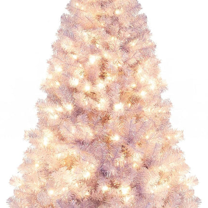 Goplus 6FT / 7FT Pre-Lit Tinsel Christmas Tree| Home Office Seasonal Holiday Decoration