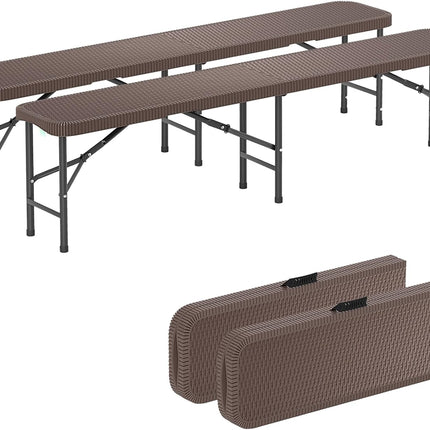 Goplus 6 Feet Plastic Folding Bench, Portable Foldable Bench Seat with 1320 LBS Capacity, for Outside Picnic Party Camping Dining Soccer Events