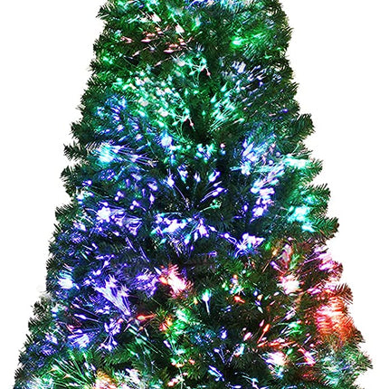 Goplus Fiber Optic Artificial Christmas Tree, Pre-lit Premium Spruce Tree with Solid Metal Stand - GoplusUS