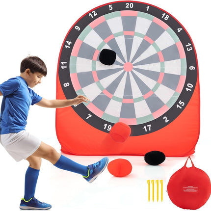 Goplus Giant Kick Darts, Large Dart Board w/ 4 Kick Balls, Carrying Bag