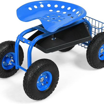 Garden Cart Rolling Work Seat Outdoor Lawn Yard Patio Wagon Scooter for Planting