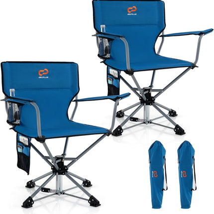 Goplus Swivel Camping Chair, Potable Hunting Chair for Adults w/Cup Holder & Carrying Bag