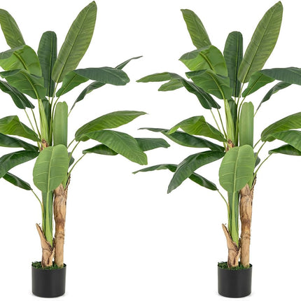 Goplus 5.3ft Tall Bird of Paradise Artificial Plant, Fake Tropical Palm Tree in Nursery Pot