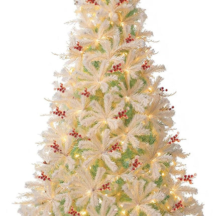 Goplus 6FT / 7FT Pre-Lit Artificial Christmas Tree with White Twig