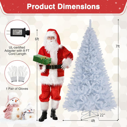 Goplus Pre-Lit Artificial Christmas Tree with PVC Branch Tips & 3-Color LED Lights