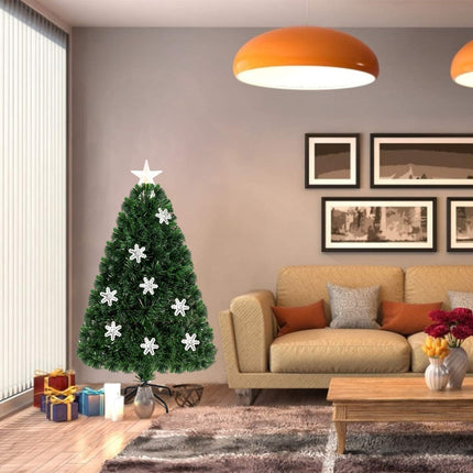 Pre-Lit Fiber Optic Artificial Christmas Tree, with Multicolor Led Lights and Snowflakes