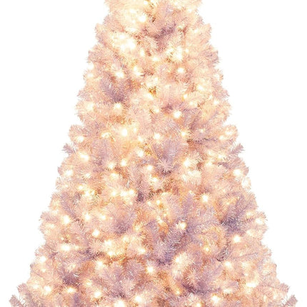 Goplus 6FT / 7FT Pre-Lit Tinsel Christmas Tree| Home Office Seasonal Holiday Decoration