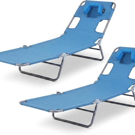 Goplus Tanning Chair Portable Lightweight 10.5LBS Beach Lounger(1/2)