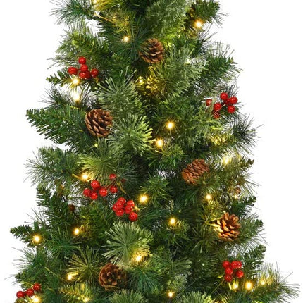 5 FT Christmas Tree Pre-Lit Tabletop Artificial Entrance Tree with 100 Led Lights - GoplusUS