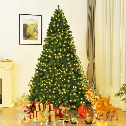Pre-Lit PVC Artificial Christmas Tree Auto-Spread/Close up Premium Spruce Hinged