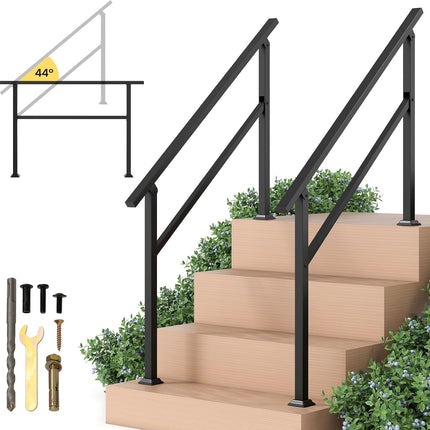 Goplus Handrail for Outdoor Steps Metal Hand Rail Fits 0-4 Steps