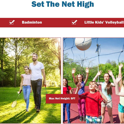 Portable Badminton Net, 2.5' to 5' Height Adjustable - GoplusUS
