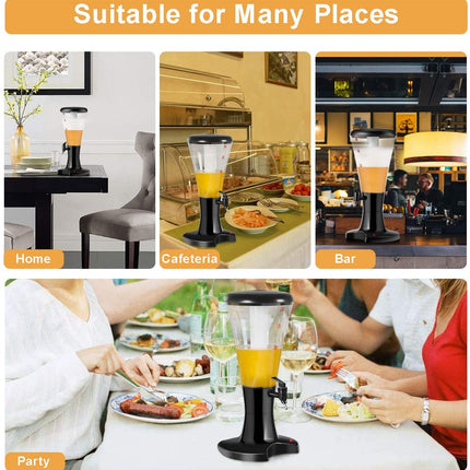 Beer Tower Dispenser 3L Cold Draft Beer Tower Beverage Dispenser with LED Lights & Removable Ice Tube - GoplusUS