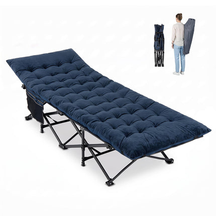 Goplus Camping Cot for Adults with Soft Padded Mat  | Heavy-Duty Folding Portable Oxford Sleeping Bed