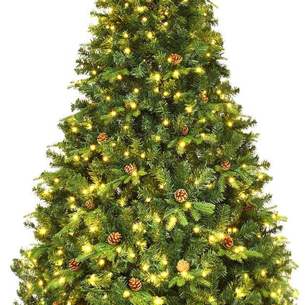 7ft Pre-Lit Artificial Christmas Tree, Premium Spruce Hinged Tree with 460 LED Lights - GoplusUS
