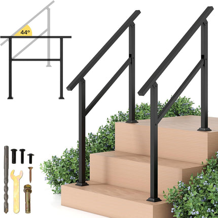 Goplus 330 LBS Staircase Safety Railing Fits 0-3 Steps for Deck Porch Entryway