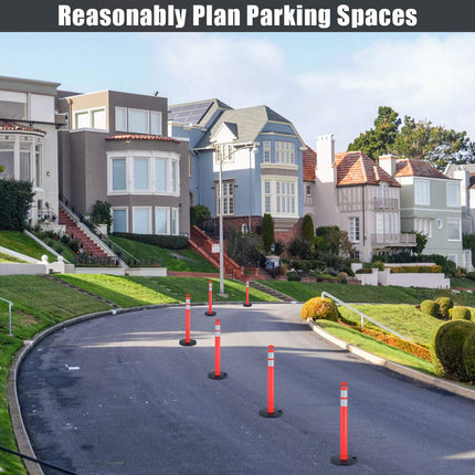 45" Delineator Post Cone, 6 Pack Traffic Cone Safety Barrier with 4" Reflective Collars - GoplusUS