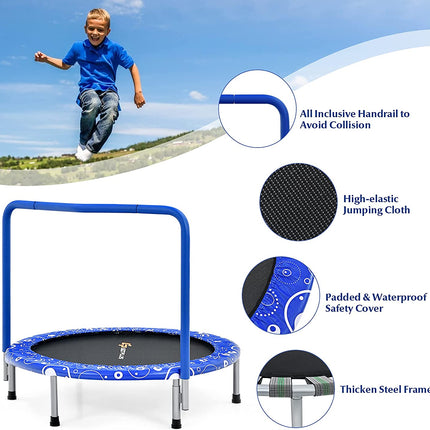 36Inch Kids Trampoline, Foldable Mini Rebounder with Full Covered Handle and Safety Pad - GoplusUS