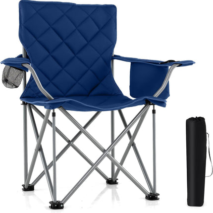 Goplus Heavy Duty Outdoor Folding Chair with Cooler Pouch & Cup Holder