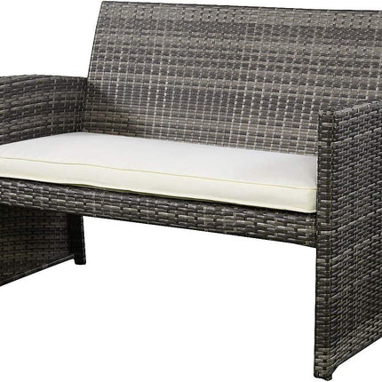 4-Piece Wicker Patio Furniture Set for Outdoor Garden Lawn Pool Backyard (Mix Gray) - GoplusUS