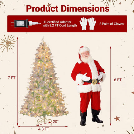 Goplus 6FT / 7FT Pre-Lit Artificial Christmas Tree with White Twig