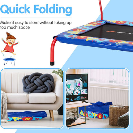 36" Square Toddler Trampoline, 330LBS Load Mini Kids Trampoline - GoplusUS