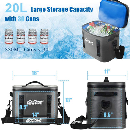 30-Can Portable Cooler Bag, Insulated Soft Camping Cooler - GoplusUS
