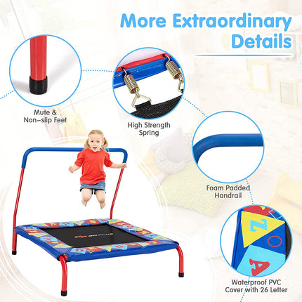 36" Square Toddler Trampoline, 330LBS Load Mini Kids Trampoline - GoplusUS