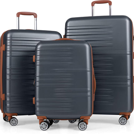 Goplus 20in/24in/28in PC+ABS Hard Shell Suitcase Set with TSA Lock | 3 Piece Luggage Set