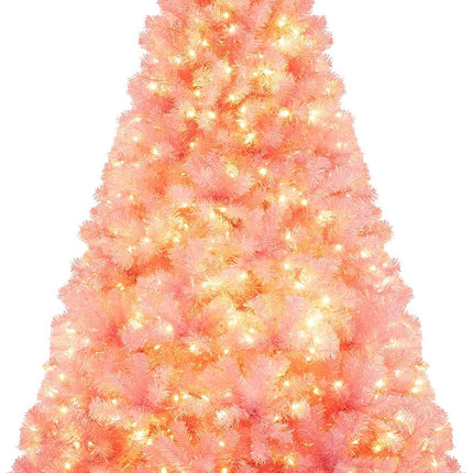Goplus 6FT / 7FT Pre-Lit Tinsel Christmas Tree| Home Office Seasonal Holiday Decoration