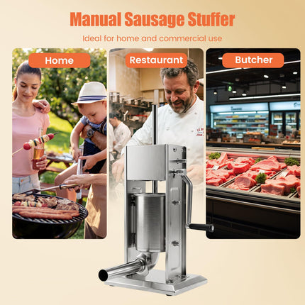 Goplus Manual Sausage Stuffer | Stainless Steel Meat Filling Machine w/2 Speeds & 4 Stuffing Tubes