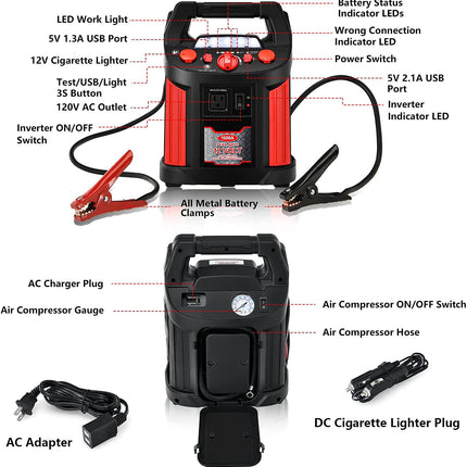 Jump Starter 1500 Peak/700 Instant Amps - GoplusUS