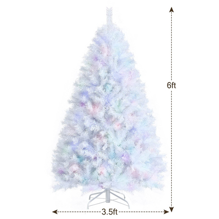 Goplus Artificial Christmas Tree, Hinged Unlit Full Xmas Pine Tree, Quick Set-Up, for Indoor Home Office Holiday Decoration - GoplusUS
