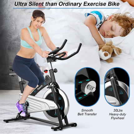 Goplus Magnetic Stationary Bike, Indoor Exercise Cycling Bike Smooth Belt Drive - GoplusUS