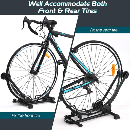 Goplus Foldable Bicycle Floor Stand, Steel Bike Parking Rack Fits 20"-29" Bikes - GoplusUS