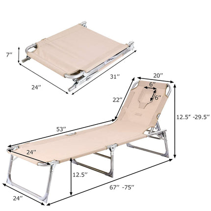 Adjustable Chaise Lounge Chair Recliner - GoplusUS