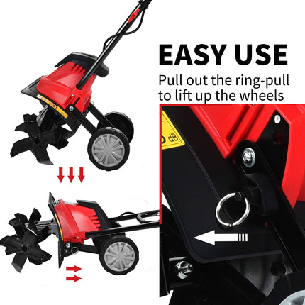 10 Amp Corded Electric Tiller and Cultivator, 14-Inch Tiller w/ 9" Tilling Depth - GoplusUS