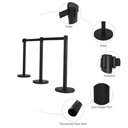 6Pcs Stanchions, Crowd Control Barriers with 6.5' Retractable Belt - GoplusUS