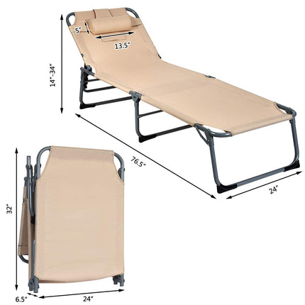 Patio Lounge Chair, Adjustable Folding Recliner - GoplusUS