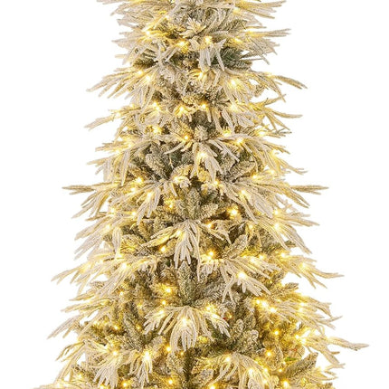 Goplus 6ft / 7ft / 8ft Pre-Lit Snow Flocked Christmas Tree with PE & PVC Mixed Branch Tip