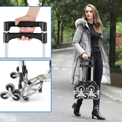 Goplus Stair Climbing Cart, All Terrain Stair Climbing Hand Truck with Bungee Cord, Heavy Duty with 6 Wheels - GoplusUS
