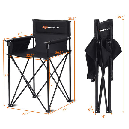 Folding Camping Chair, Outdoor Portable Beach Chair Heightened Design - GoplusUS