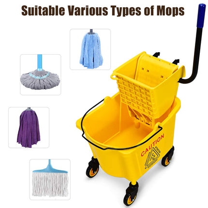 Commercial Mop Bucket with Wringer, Household Portable Mop Bucket - GoplusUS