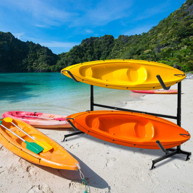 Goplus Freestanding Kayak Rack, Deluxe Heavy Duty Dual Kayak Storage Rack, Max Load 175 Lbs - GoplusUS