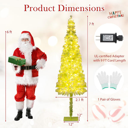 Goplus Pre-Lit Whimsical Christmas Tree Bendable Grinchs Xmas Tree for Home Decoration