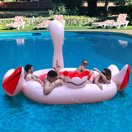 4-6 People Inflatable Flamingo Floating Island, Giant Float - GoplusUS