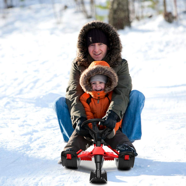 Ski Sled Slider Board with Steering Wheel - Goplus