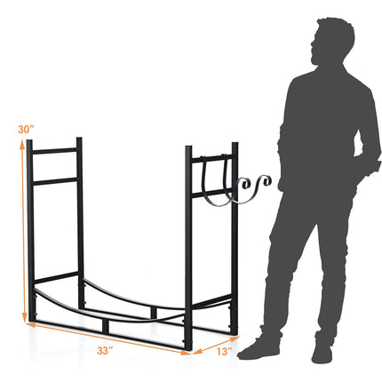 Firewood Rack, 33' Heavy Duty Metal Wood Log Holder - GoplusUS